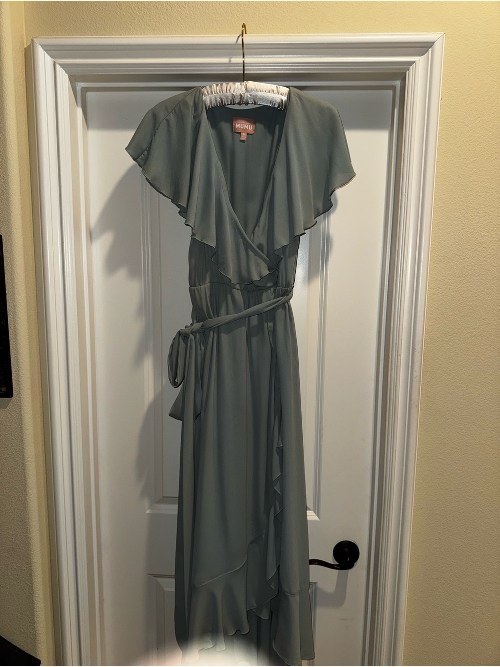 Show Me Your MuMu Sage Green Ruffle Wrap Dress